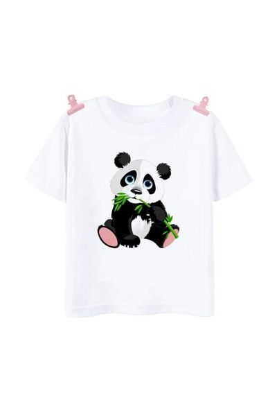 MAGORS TRICOU COPII CU MÂNECĂ SCURTĂ BUMBAC CU GÂT BICICLETA IMPRIMAT PANDA