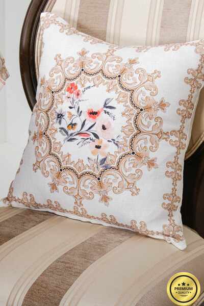 Finezza Husă de pernă din material textil cu imprimeu cu flori crem 45x45 dub...