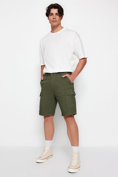 Trendyol Collection Relaxed Fit Χακί Τζιν Τζιν σορτς - Cargo Pocket, Bermuda TMNSS23SR00065