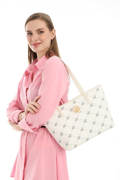 Beverly Hills Polo Club حقيبة كتف نسائية بيضاء 05BHPC8014