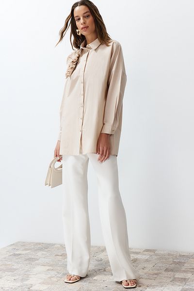 Trendyol Modest Kő rátétes virág részletes pamut szőtt ing TCTSS24TG00030