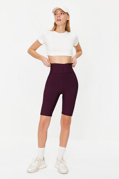 Trendyol Collection Szilvarestaurátor kötött sportmotoros/kerékpáros/rövid leggings THMSS23TY00021