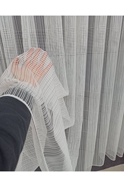 Emes Taç Taraklı Şeritli Zincir Tül, Düz Tül, Çizgili Tül, Salon Tülü, SIK PİLE