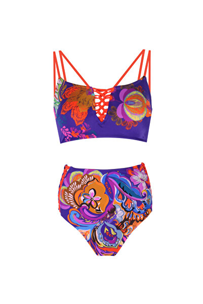 ZEKİ Desenli Yüksek Bel Bikini