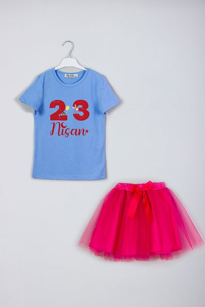MYADA 23 aprilie Set combinat de fuste tricou cu imprimeu Luna și stea