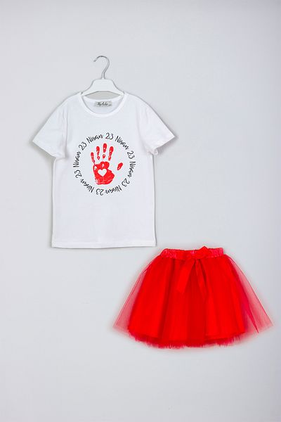 MYADA 23 April Written Children's Hand Printed Skirt T-shirt Combination Set