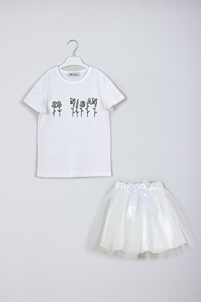 MYADA Floral Detailed April 23 Printed Skirt T-Shirt Combination Set