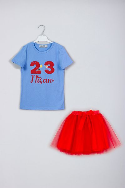 MYADA 23 aprilie Set combinat de fuste tricou cu imprimeu Luna și stea