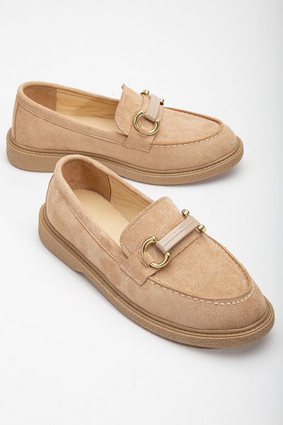 Tonny Black Γυναικείο Nude Suede Άνετη Εφαρμογή Μπροστινή Πόρπη Casual Loafer