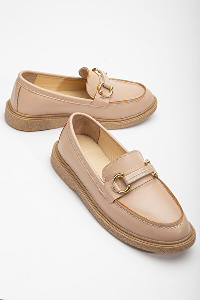 Tonny Black Kadın Nude Cilt Rahat Kalıp Önü Tokalı Günlük Loafer