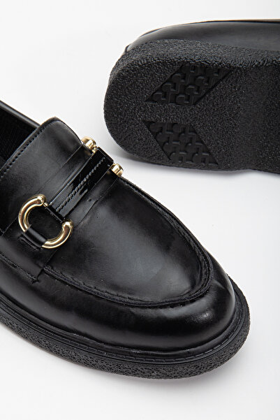 Tonny Black Dámsky čierny kožený pohodlný strih s prednou prackou Ležérny mokasín