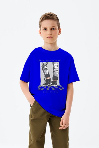 MYADA Tricou pentru băiat cu imprimeu First Step Written Walking Feet