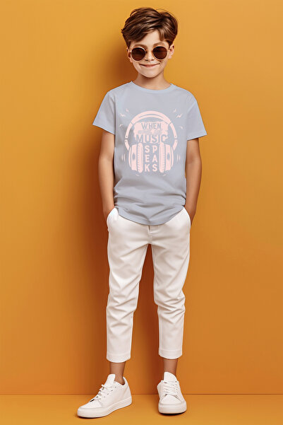 MYADA Când Muzica Vorbește Scris Căști Imprimat Tricou Băieți