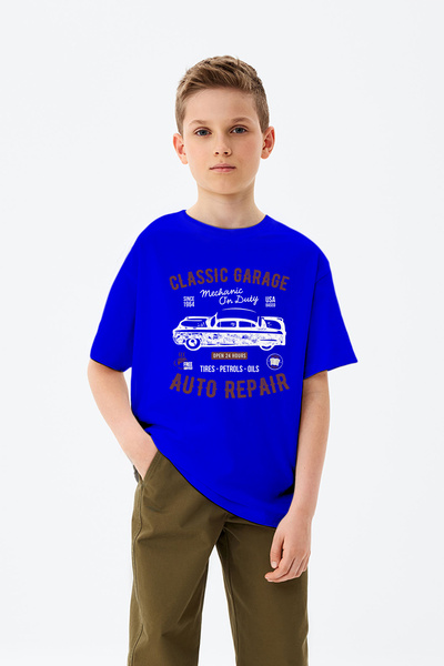 MYADA Tricou pentru băiat cu imprimeu mașină pentru reparații auto clasice