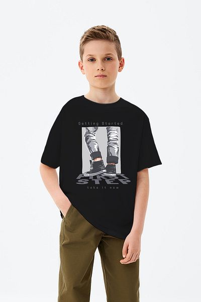 MYADA Tricou pentru băiat cu imprimeu First Step Written Walking Feet