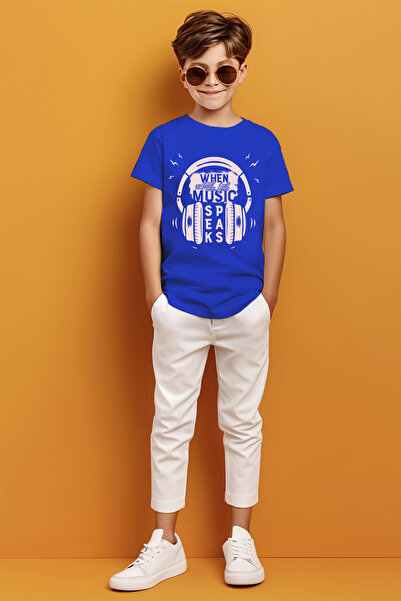 MYADA Când Muzica Vorbește Scris Căști Imprimat Tricou Băieți