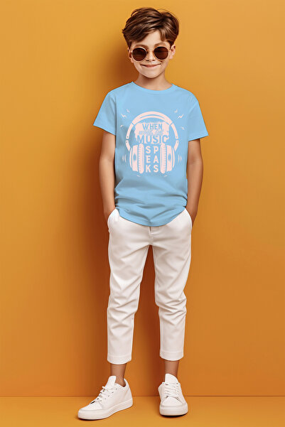 MYADA Când Muzica Vorbește Scris Căști Imprimat Tricou Băieți