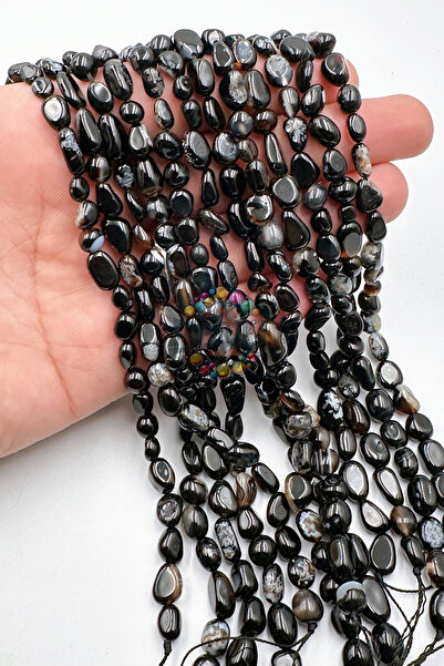 Ebruli Boncuk Amorf Kesim Obsidyen Doğal Taş Aksesuar Boncuk Bead (1 Dizi-48 ...