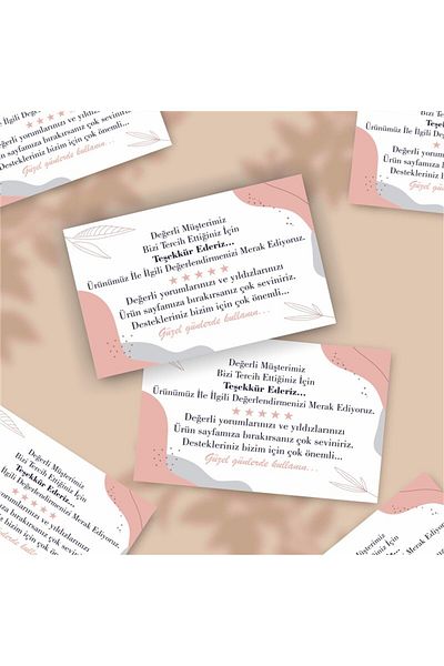 anka design Thank You Card One Way Printed (8X5CM) - 100 Pieces -