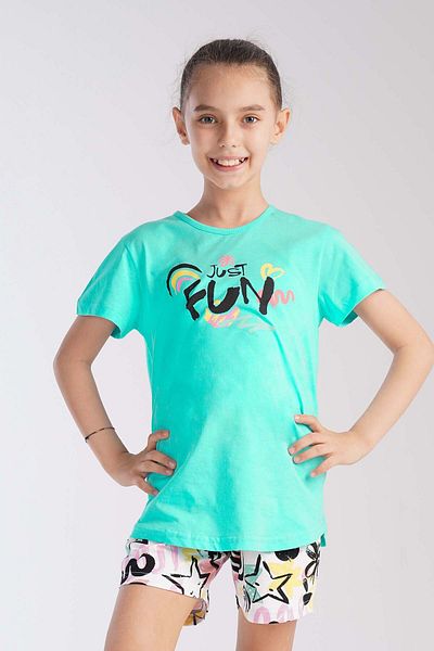 shefox Girl's Garson Vienetta Summer Short Sleeve Shorts Set