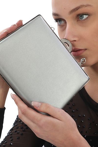 womenacs Ασημί Χρώμα Ύφασμα Glamourous βραδινό φόρεμα Clutch Clutch Γυναικεία τσάντα Νέα σεζόν