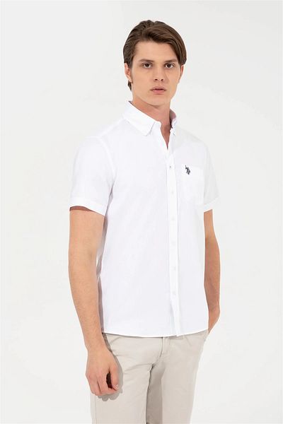 U.S. Polo Assn. ΚΟΝΤΟΜΑΝΙΚΙ ΛΕΥΚΟ ΠΟΥΚΑΜΙΣΟ ΑΜΕΡΙΚΑΝΙΚΟ POLO ASSNMEN'S κανονική εφαρμογή