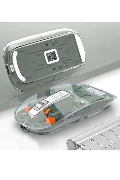 TG Taşınabilir Kablosuz Maus USB 2400 dpi Şarj Edilebilir Bluetooth Fare RGB Şeffaf  2.4 GHz Dizüstü