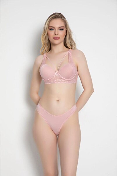 brusq Balkonet Sütyen Takımı, Dolgusuz,balenli,çapraz Ipli, Dantelli