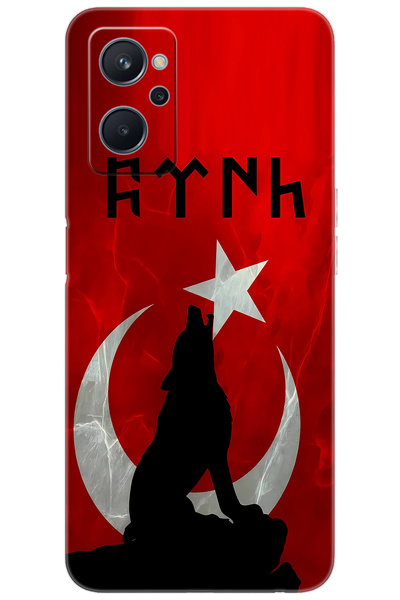 realme 9i (RMX3491) Uyumlu Kılıf Desen Baskılı Silikon Kurt ve Göktürkçe STK:...
