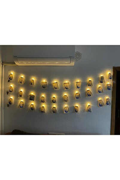 lafazan Led'li Ramazan Takvimi 30 Keseli Aydinlatmali Mandallı Ramazan Süsü Dekor Işıklı Led Çocuklar Için