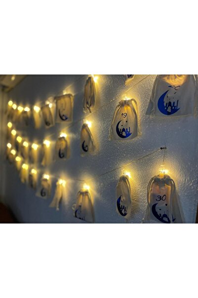 lafazan Led'li Ramazan Takvimi 30 Keseli Aydinlatmali Mandallı Ramazan Süsü Dekor Işıklı Led Çocuklar Için