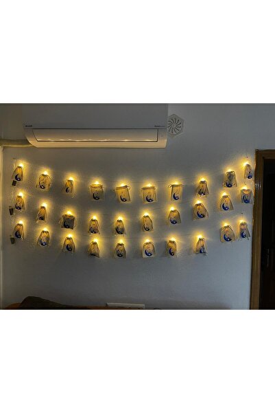 lafazan Led'li Ramazan Takvimi 30 Keseli Aydinlatmali Mandallı Ramazan Süsü Dekor Işıklı Led Çocuklar Için