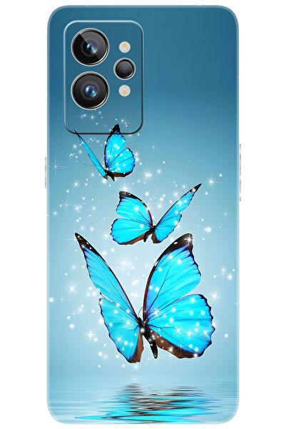 realme GT2 PRO (RMX3301) Uyumlu Kılıf Desen Baskılı Silikon Mavi Kelebek STK:...