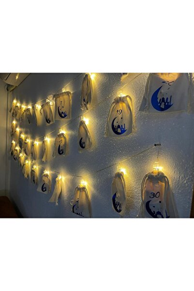 lafazan Led'li Ramazan Takvimi 30 Keseli Aydinlatmali Mandallı Ramazan Süsü Dekor Işıklı Led Çocuklar Için