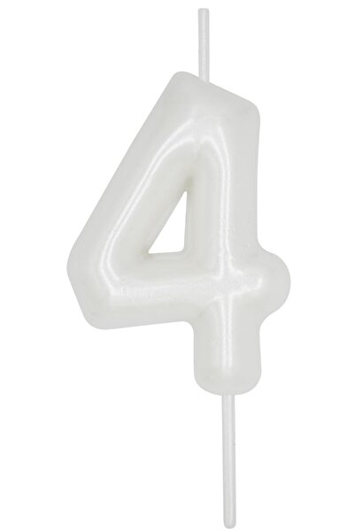 Laviyosa 4 YAŞ PARLAK İNCİ BEYAZI ŞIK MUM 12 CM