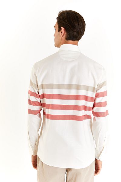 U.S. Polo Assn. ΒΑΣΗ. POLO ASSN. ΠΟΥΚΑΜΙΣΟ SLIM FIT ΥΦΑΝΤΟ ΜΑΚΡΥΜΑΝΙΚΟ
