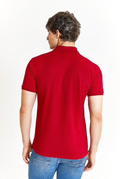 U.S. Polo Assn. ΒΑΣΗ. POLO ASSN. ΑΝΔΡΙΚΟ ΥΦΑΝΤΟ ΜΠΛΟ ΚΟΛΑΡ ΚΟΚΚΙΝΟ T-SHIRT