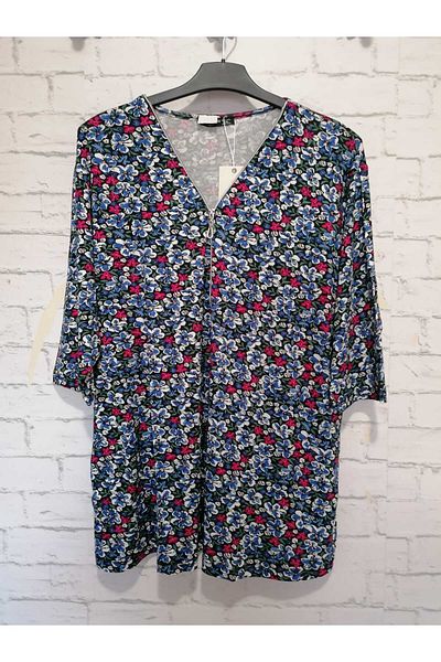 anne moda ankara Καλοκαιρινή βισκόζη, γιακάς με φερμουάρ, μανίκια κάπρι, μοντέρνα μπουλόνια