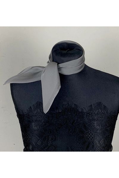 es moda shop Gray Neck Tie Chiffon Scarf Feraye