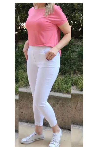 AKŞEN GİYİM PANTALONI JEAN ALBI CU TALIE ÎNALTĂ, DENIM, ȚESĂTURĂ DE IN, LICHRA, CU TALIE ÎNALTĂ