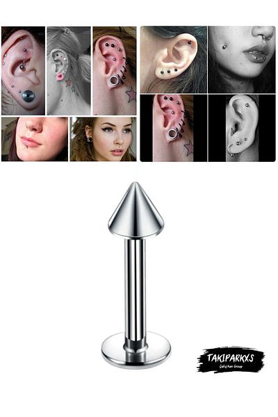 Takıparkxs Surgical Steel 10 mm Spike Tip Labret Piercing 316l