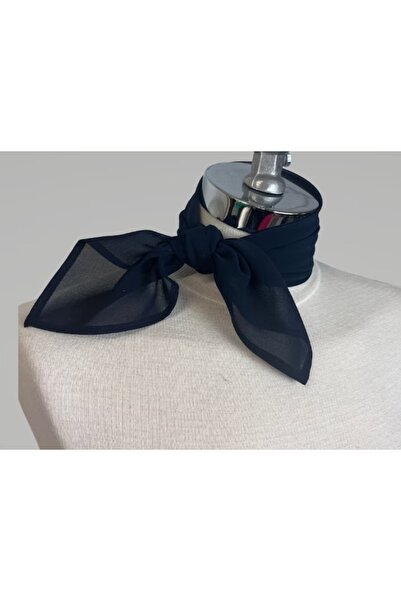 es moda shop Navy Blue Feraye Chiffon Scarf - Neck Tie