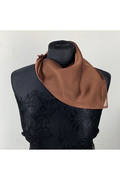 es moda shop Cinnamon Color Feraye Chiffon Scarf - Neck Tie Scarf