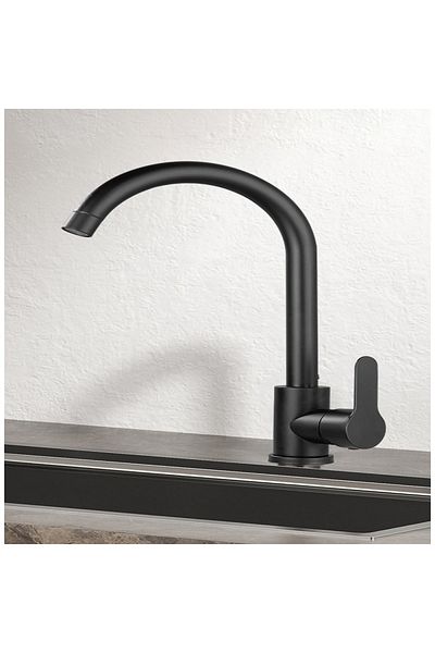 ŞENPRES 40555 Can Mix Swan Sink Faucet Black Long