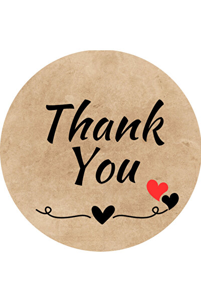 Dekals 'Thank You' Yazılı Etiket Kuşe Sticker Hediye Paketleme Kargo Etiketi-...