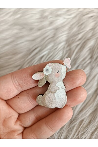 doğrukan 25 adet burnunda kelebekli tavşan 4 cm uv baskılı ahşap figür süslem...