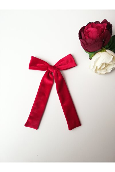 NEW BOWS BANDS Girl's Long-Tailed Bow Clip Buckle Red Velvet