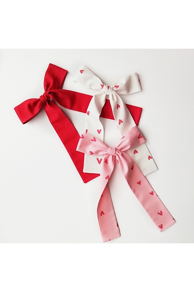 NEW BOWS BANDS Girl's Long-Tailed Bow Clip Buckle Red