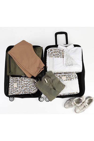 Valoa Leopard Chic 3-Piece Suitcase Organizer Set