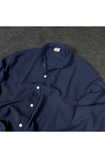 Hazhers Чоловіча сорочка оверсайз з довгими рукавами та коміром з льону для літа